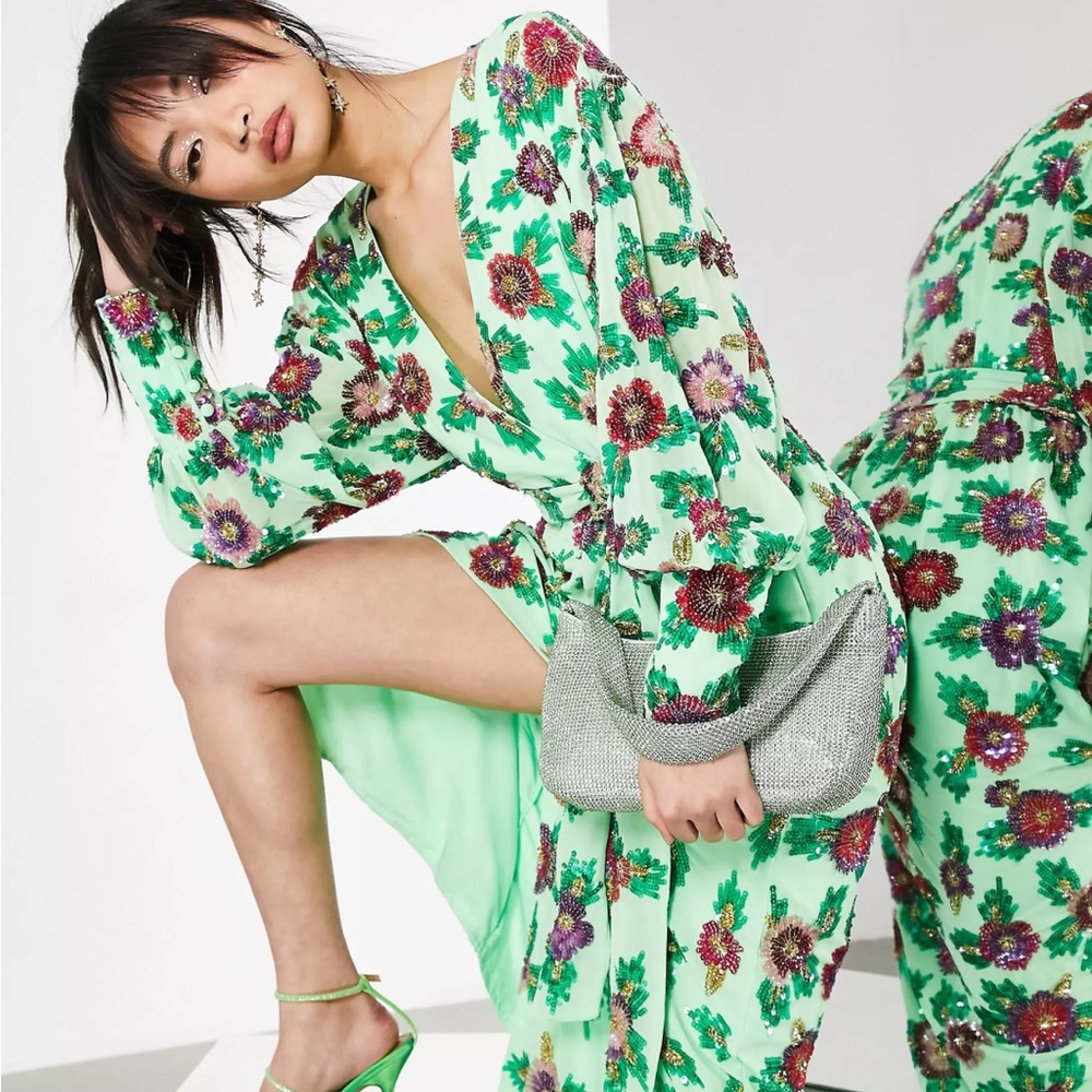 ASOS sequin wrap midi dress!